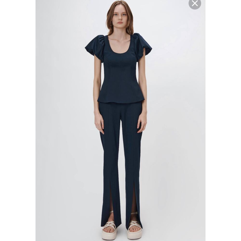 Jonathan Simkhai Front Slit Pants Midnight Black Tailored Chic Small 6